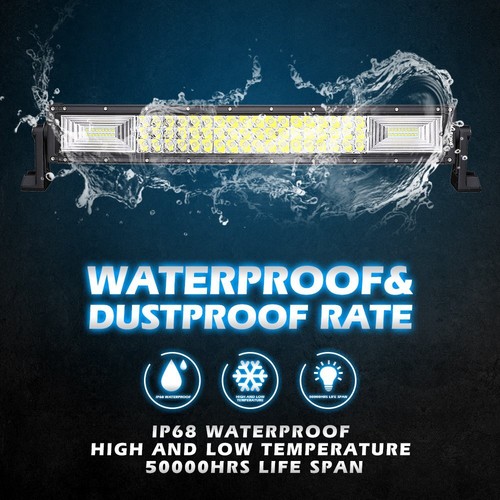 22" LED Light Bar 3-row Spot Flood Driving Offroad + 4x 4" Combo Pods +2x Wiring - Foto 7 di 20