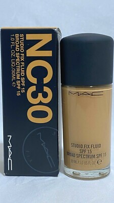 MAC Studio Fix Fluid Foundation SPF15 Shade NC30 Golden Olive 1oz / 30ml