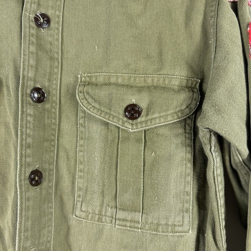 Boy Scouts of America Vintage Uniform Shirt Long Youth Medium Olive Green Damage - Picture 2 of 16