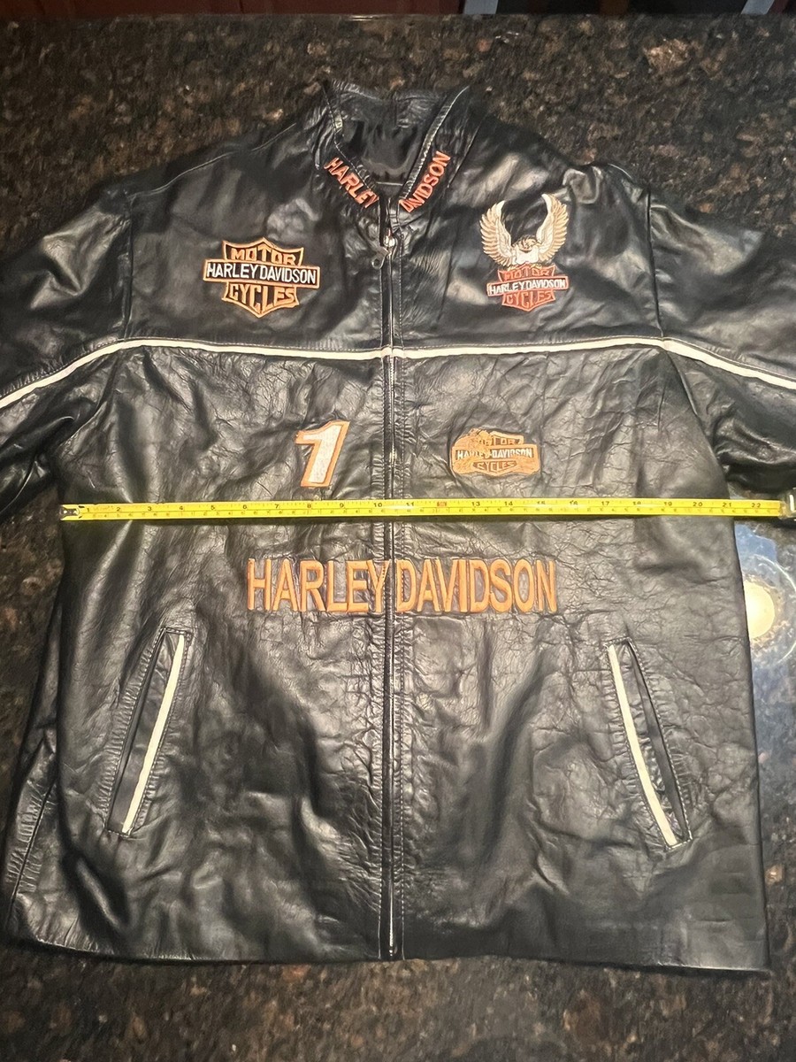 Vintage 90's Harley Davidson Men's Leather Moto Jacket/Embroidered