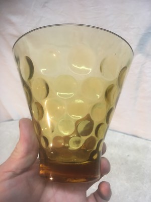 Vintage Mid Century Glass Ice Bucket with coin dot pattern  High Ball Glass