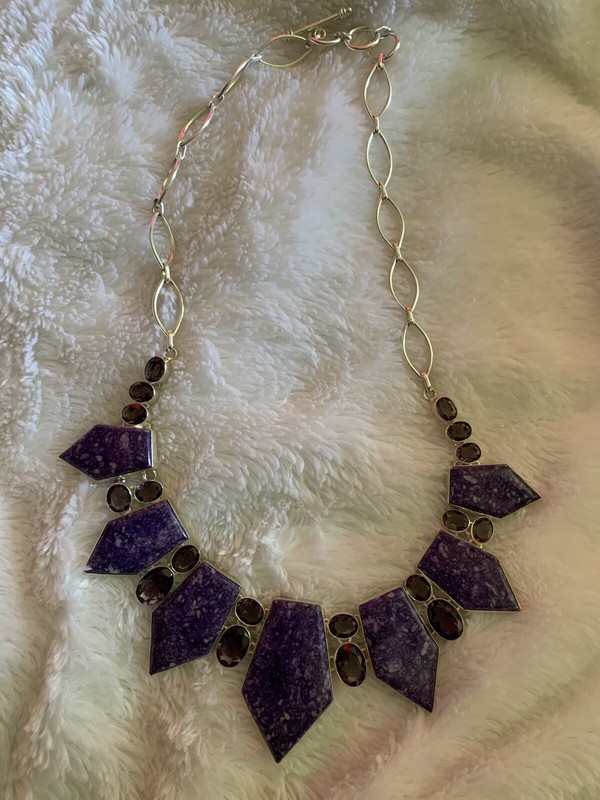 New Charoite & Sterling Silver Stunning Necklace 