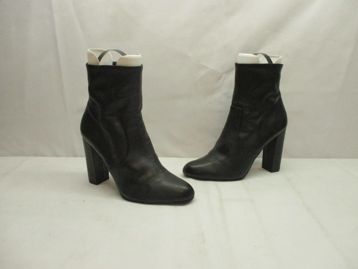 Steve Madden Editor Black Leather Zip Ultra High Heel Ankle Boots