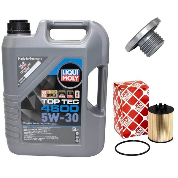MotoröL Set 5W-30 5 Liter + ÖLfilter + ÖLablassschraube FüR Opel Astra H 1.6 1.8-image