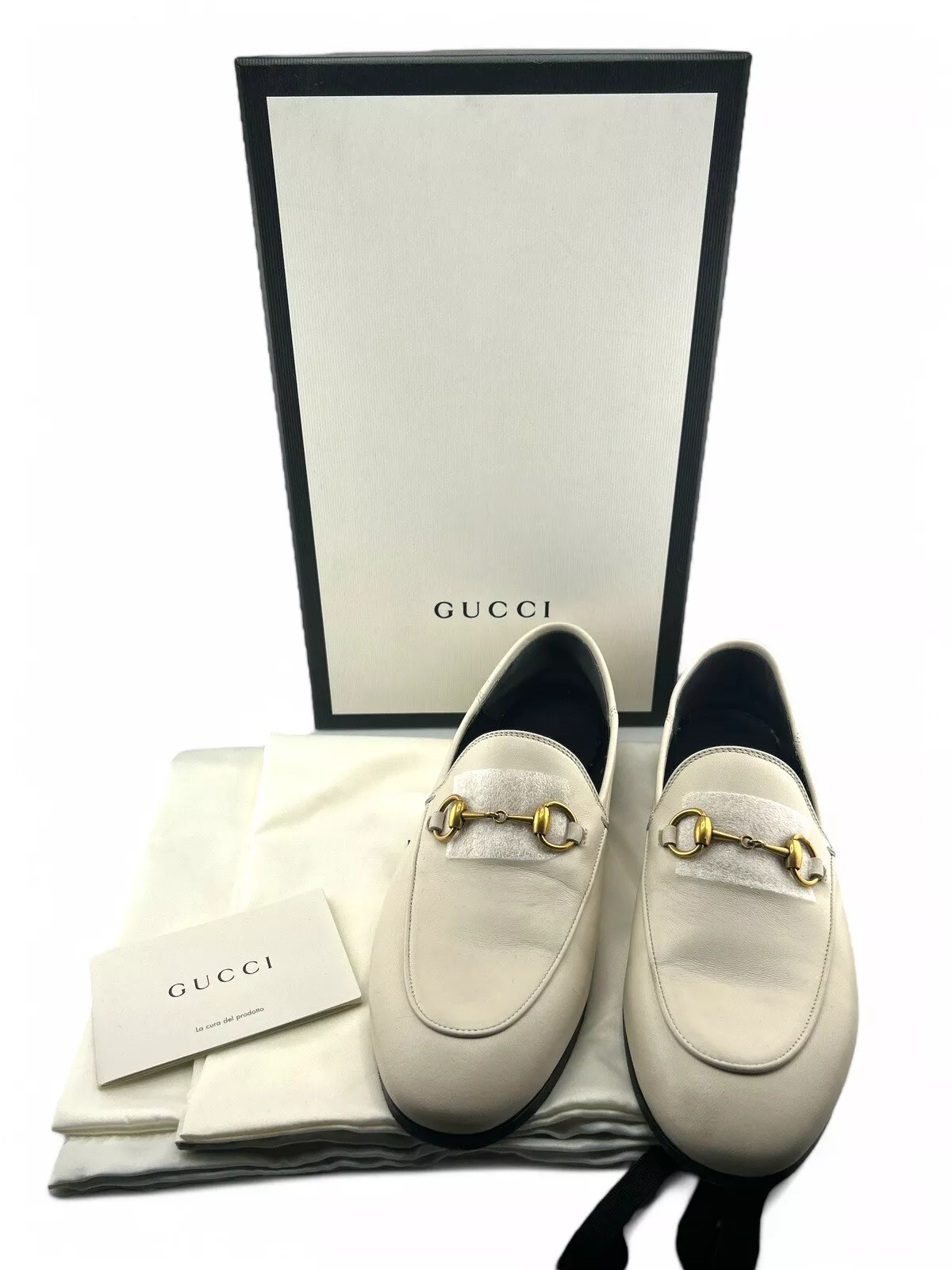 Authentique mocassin femme Gucci Jordaan en cuir blanc avec boîte taille 37
