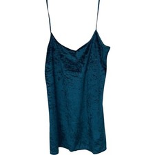 Vintage Intimate Moods Velour Nightgown Womens Size S Teal Sleeveless V Neck
