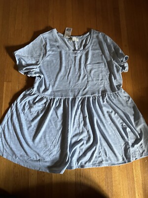 Forever 21+ Light Blue T-Shirt Tunic, 3x, NWT
