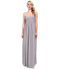 Donna Morgan Women's Laura Long Chiffon Gown Dress, Sterling, Size 0