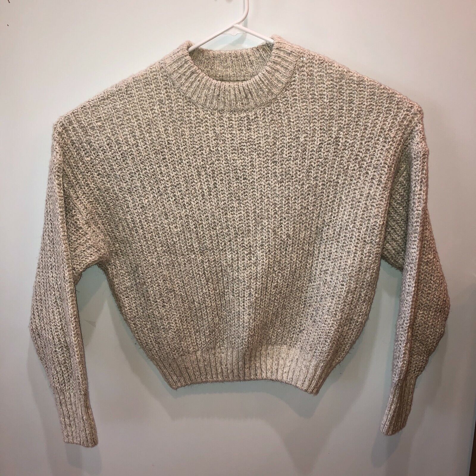 Pull&Bear Womens Medium Beige Knit Long Sleeve Pullover Sweater Knitted Jumper M