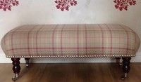 A Quality Long Footstool / Stool In Laura Ashley Keynes Berry Fabric A Quality Long Footstool / Stool In Laura Ashley Keynes Berry Fabric