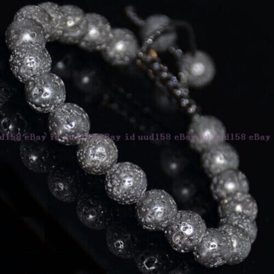 Men Women 8mm Natural Gemstones Braided Macrame Beads Bracelet Adjust Handmade
