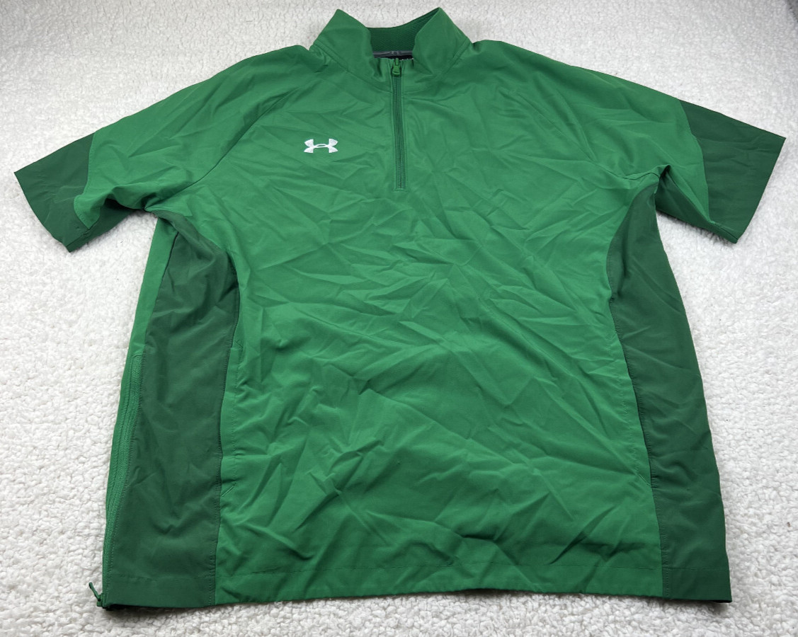 Under Armour 1/4 Zip Pullover Windbreaker Mens L Green Loose Cage