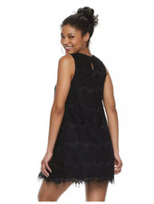 JUNIORS SPEECHLESS LACE SHIFT  BLACK DRESS SLEEVELESS SIZE M