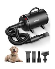 Dog Dryer, 5.2HP/ 3800W Pet Grooming High Velocity Force Blower with 4 Nozzle...