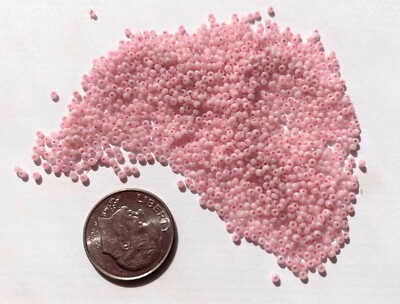 Rare Antique Micro Seed Beads-14/0-16/0 Greasy Soft Pink-Colored Center-3.8g bag
