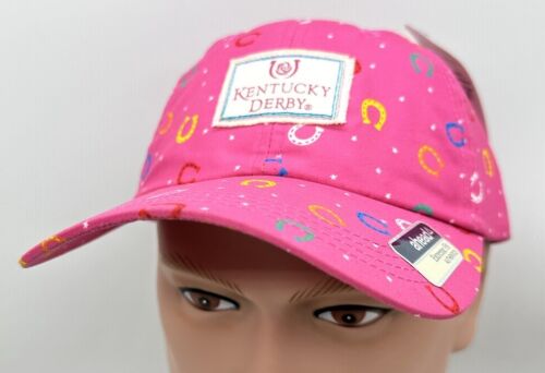 Kentucky Derby Horseshoes All Over Hat Adjustable Cap Ahead NEW W/tags Pink