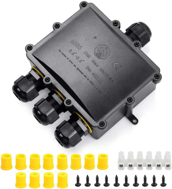 Small 3Way Plug Line External Electrical Junction Box M25 Coaxial