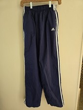 Men's VTG Adidas Sz. M Blue Straight Tracksuit Windbreaker Water Resistant Pants