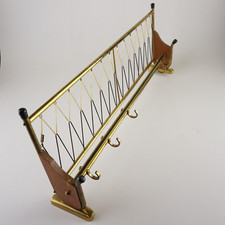 3er Garderobenhaken Kleiderhaken Metall Messingfarben Vintage 50er Midcentury