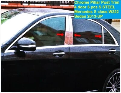 Chrome Pillar Post Trim 4 portes 6 pcs S.STEEL Mercedes classe S W222 Berline... - Photo 1/4