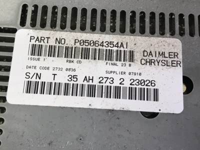03 CHRYSLER 300M RADIO CD PLAYER P05064354AI | eBay