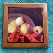 Camille Engel Ceramic Tile Golden Apples Art