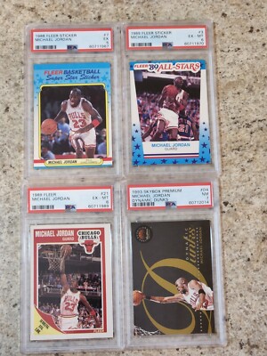 Michael Jordan Psa Card Lot 1988, 1989 sticker. 1989 fleer 1993 Dynamic ...