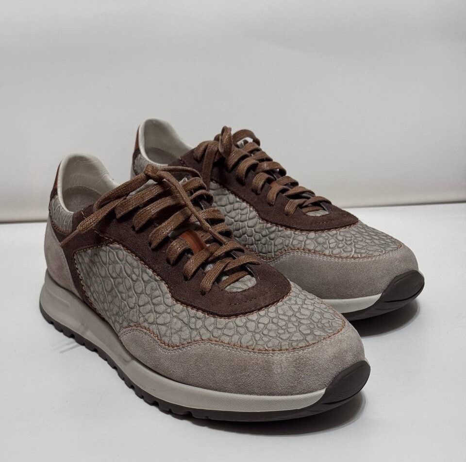 - Textured Brown & Grey-premium Casual Shoes