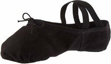 Leo's 078 Women's Black 6M Fits 5 Air-Abesque Canvas Ballet Slipper Split Sole