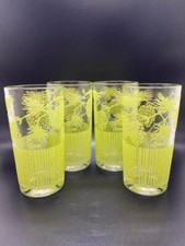 Vintage Starlyte Drinking Glasses, Green Ponderosa Pine, Textured, Set 4 Shelf
