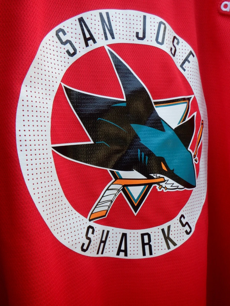 San Jose Sharks Red Jersey Adidas Authentic Hockey Men s Size 56 2XL Runs Big