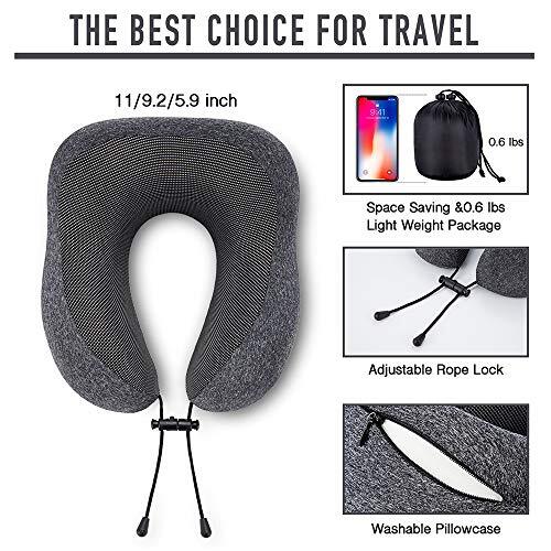 Memory Foam Travel Pillow with Breathable Cover Eye Mask and Earplugs for Neck Support