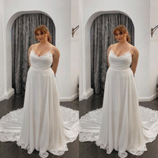 Chiffon Wedding Dresses Spaghetti Straps Lace Plus Size Dream Beach Bridal Gowns