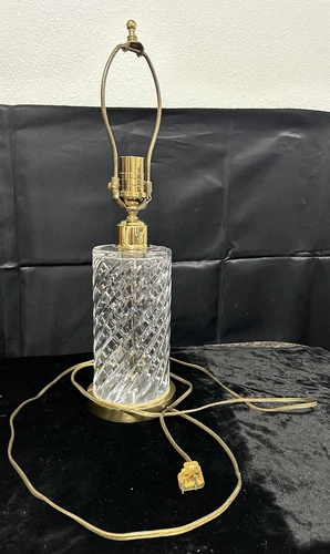 *VINTAGE* Waterford Wedgewood Crystal Electric Lamp, Spiral Cut, #7500, 20" tall