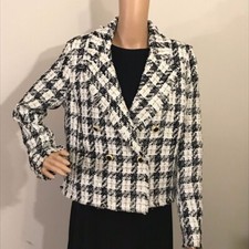 NWT House of Harlow 1960 Houndstooth Plaid Wool Blend Tweed Blazer Medium