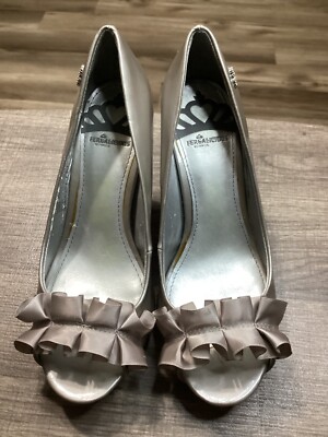 Fergalicious by Fergie Women's Gray Heels Size 7.5M Open Toe Glamorous