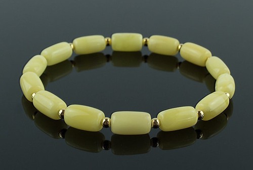 White Butterscotch Baltic Amber and Gold Adult Bracelet for Men Women - Foto 1 di 4
