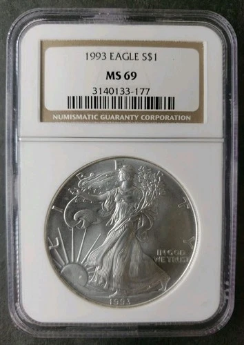 1993 $1 American Silver Eagle Dollar NGC MS69