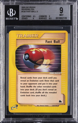 FAST BALL - BGS 9 - 2003 SKYRIDGE - REVERSE FOIL - #124 Beckett