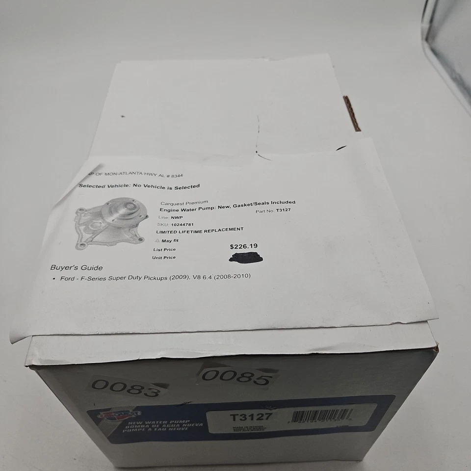 Nueva bomba de agua T3127 para camioneta Ford Super Duty F250 F350 F450 F450 2008-2010 Foto 3 de 4