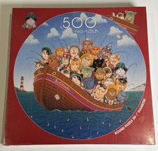 FX Schmid Cats Club All At Sea 500 Piece Round Puzzle 1999 Sealed Rare