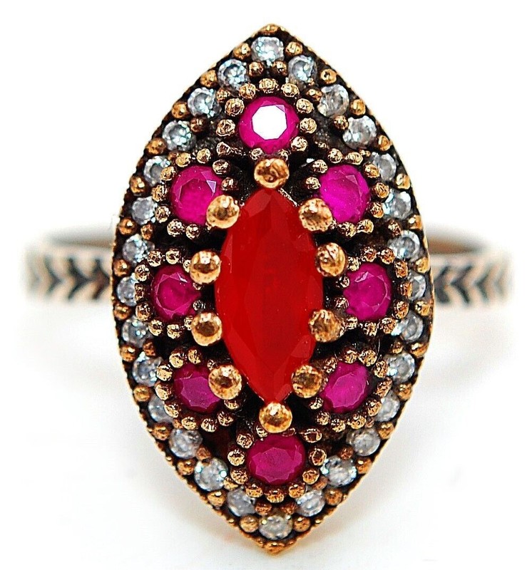 2CT Heat Treated Rubellite Tourmaline 925 Sterling Silver Ring Sz 7.5 H1-6