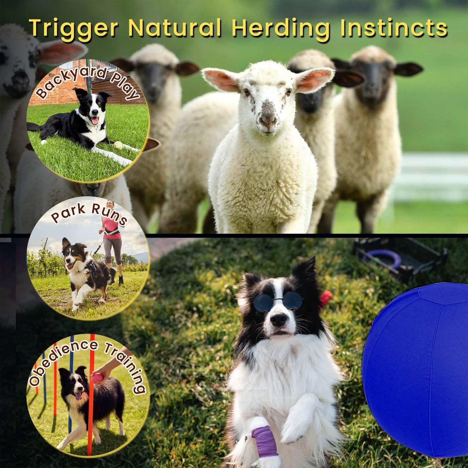 26" Dog Herding Ball - Durable Training Ball for Large Breed Exercise & Insti...