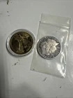 Liberty Double Eagle Coin 1933 Gold Plated & 1889 Morgan Coin Both Mint - COPY