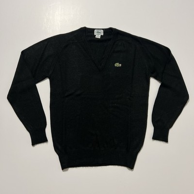 Vintage Izod Lacoste Black Acrylic Logo Embroidered Sweater Ladies Women s S