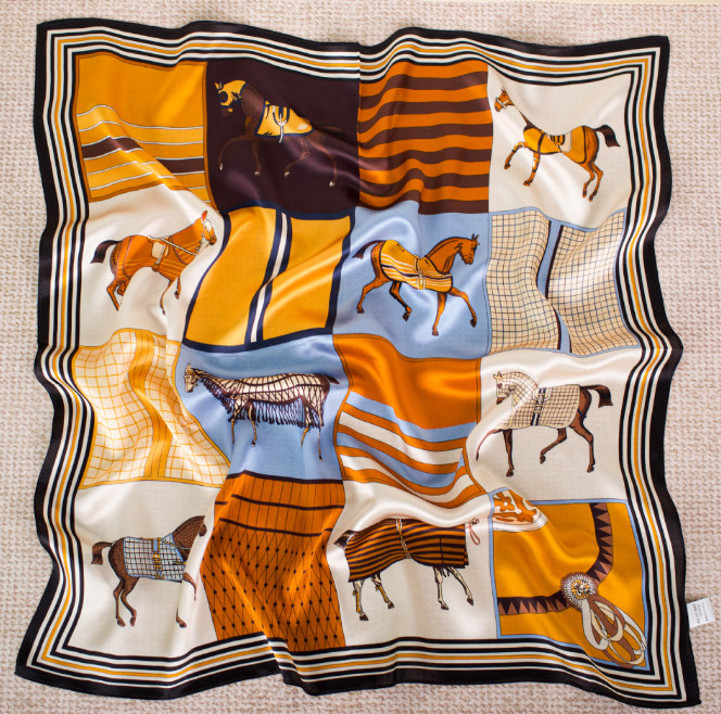 100% Mulberry Silk Shawl Bandana horse Print Neckerchief Scarf 65X65cm Wrap new