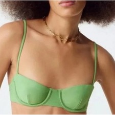 J. Crew Balconette Underwire Bikini Top Womens 34C Green Swim Beach Vacation NEW