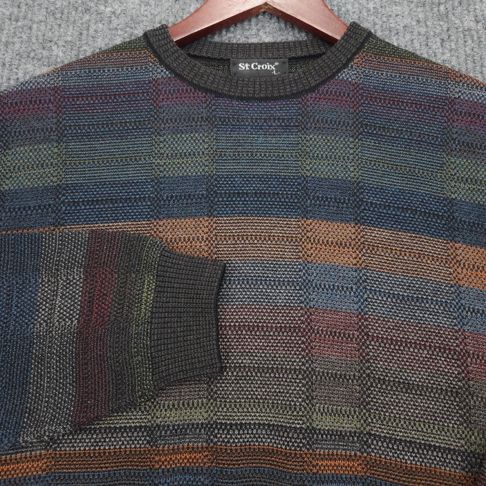 VTG St Croix Knits Sweater Mens Large Wool USA Crewneck Pullover Lightweight - Image 2 of 4