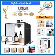 Portable 12x12 Inch Foldable Photo Studio Box with Dimmable Ring Light