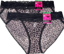 Maidenform 2-Pack Bikini LACE Underwear Panty Nylon Blend Animal Print Size L/7
